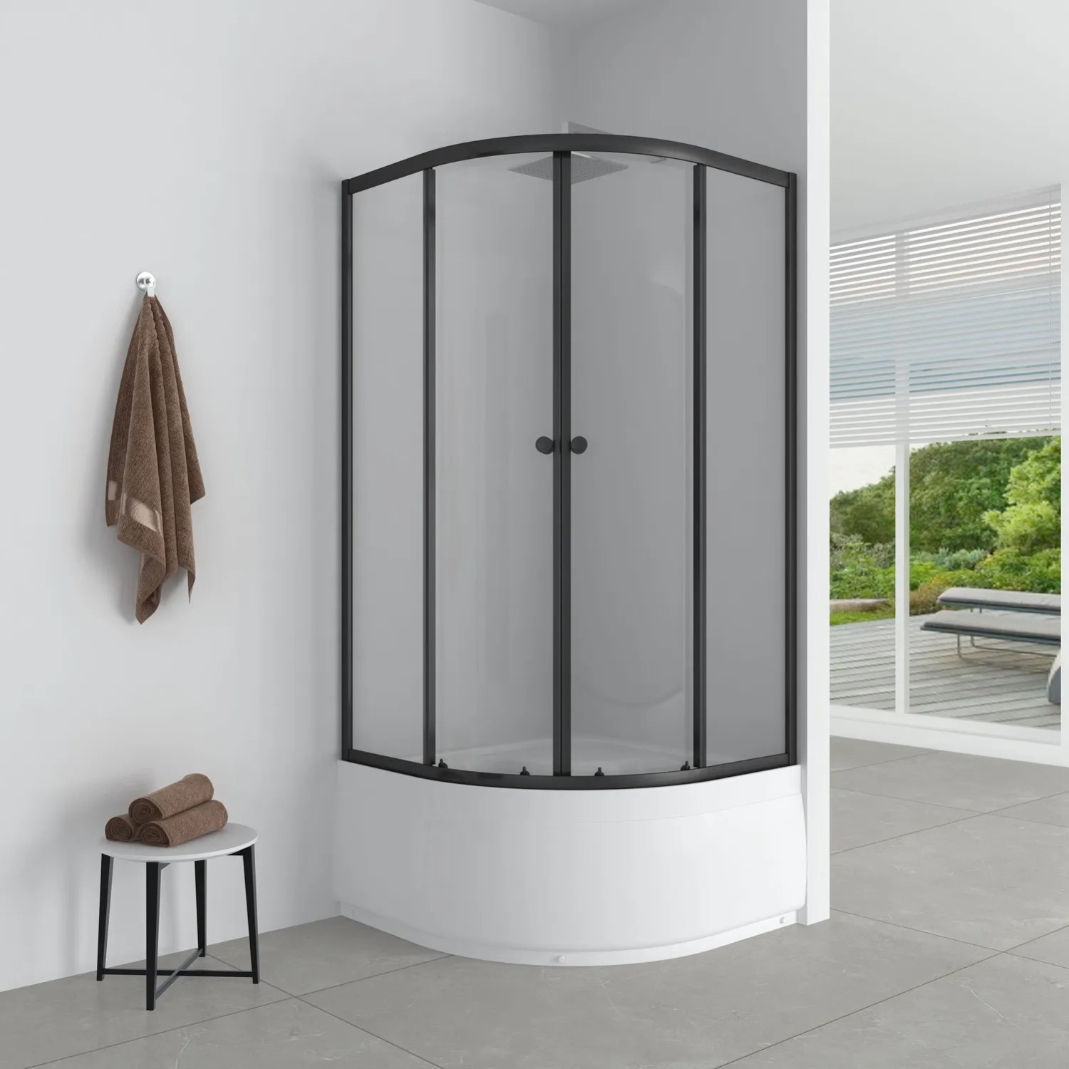 Metro Kabina półokrągła Sierra 80 czarna z brodzikiem Metro Kabina półokrągła Sierra 80 czarna z brodzikiem