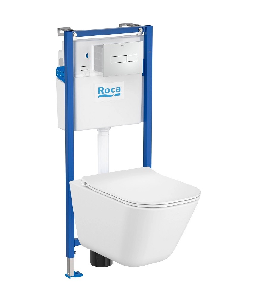 Roca Zestaw podtynkowy Soltar Sanit z deską wolnoopadającą i przyciskiem chrom Roca Zestaw podtynkowy Soltar Sanit z deską wolnoopadającą i przyciskiem chrom