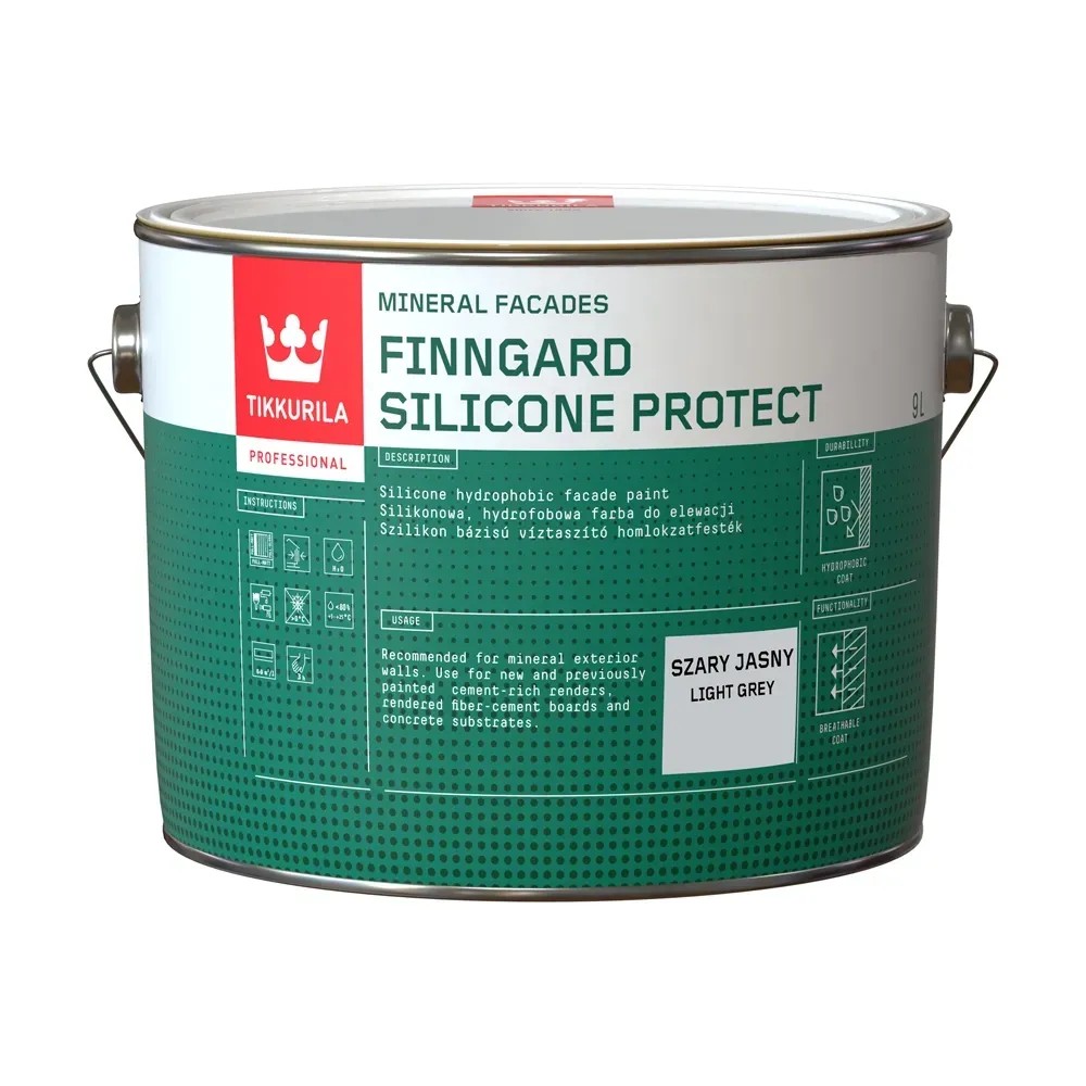 Farba elewacyjna Tikkurila Finngard Silicone Protect 9 l jasny szary Farba elewacyjna Tikkurila Finngard Silicone Protect 9 l jasny szary