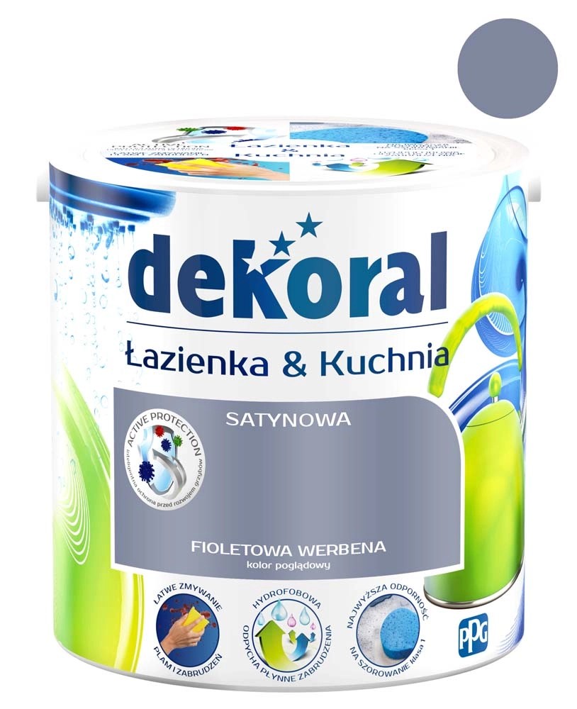 Farba Dekoral Łazienka & Kuchnia fioletowa werbena 2,5 l Farba Dekoral Łazienka & Kuchnia fioletowa werbena 2,5 l