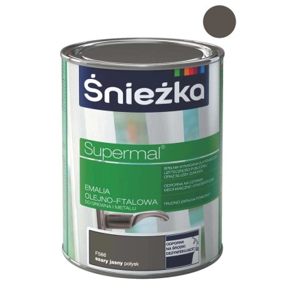 Śnieżka Emalia Supermal olejno-ftalowa szara jasna 800 ml Śnieżka Emalia Supermal olejno-ftalowa szara jasna 800 ml