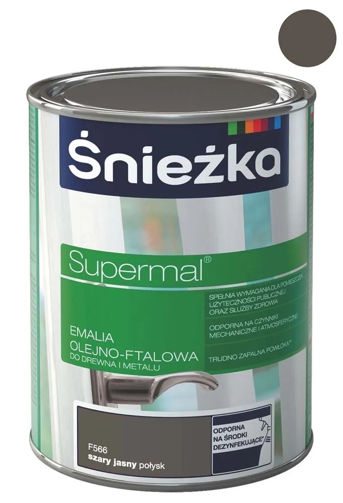 Śnieżka Emalia Supermal olejno-ftalowa szara jasna 800 ml Śnieżka Emalia Supermal olejno-ftalowa szara jasna 800 ml