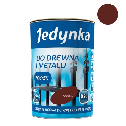 Jedynka Emalia alkidowa do drewna i metalu połysk brązowa 900 ml Jedynka Emalia alkidowa do drewna i metalu połysk brązowa 900 ml