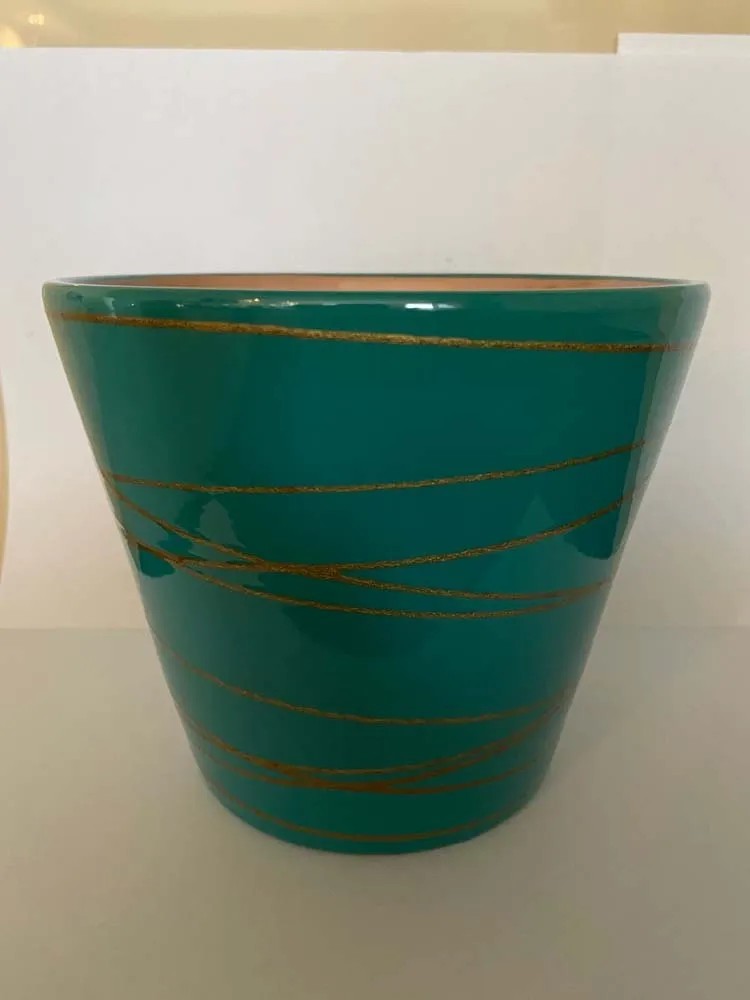 Osłonka ceramiczna Diva turkus gold - śr. 15 cm Osłonka ceramiczna Diva turkus gold - śr. 15 cm