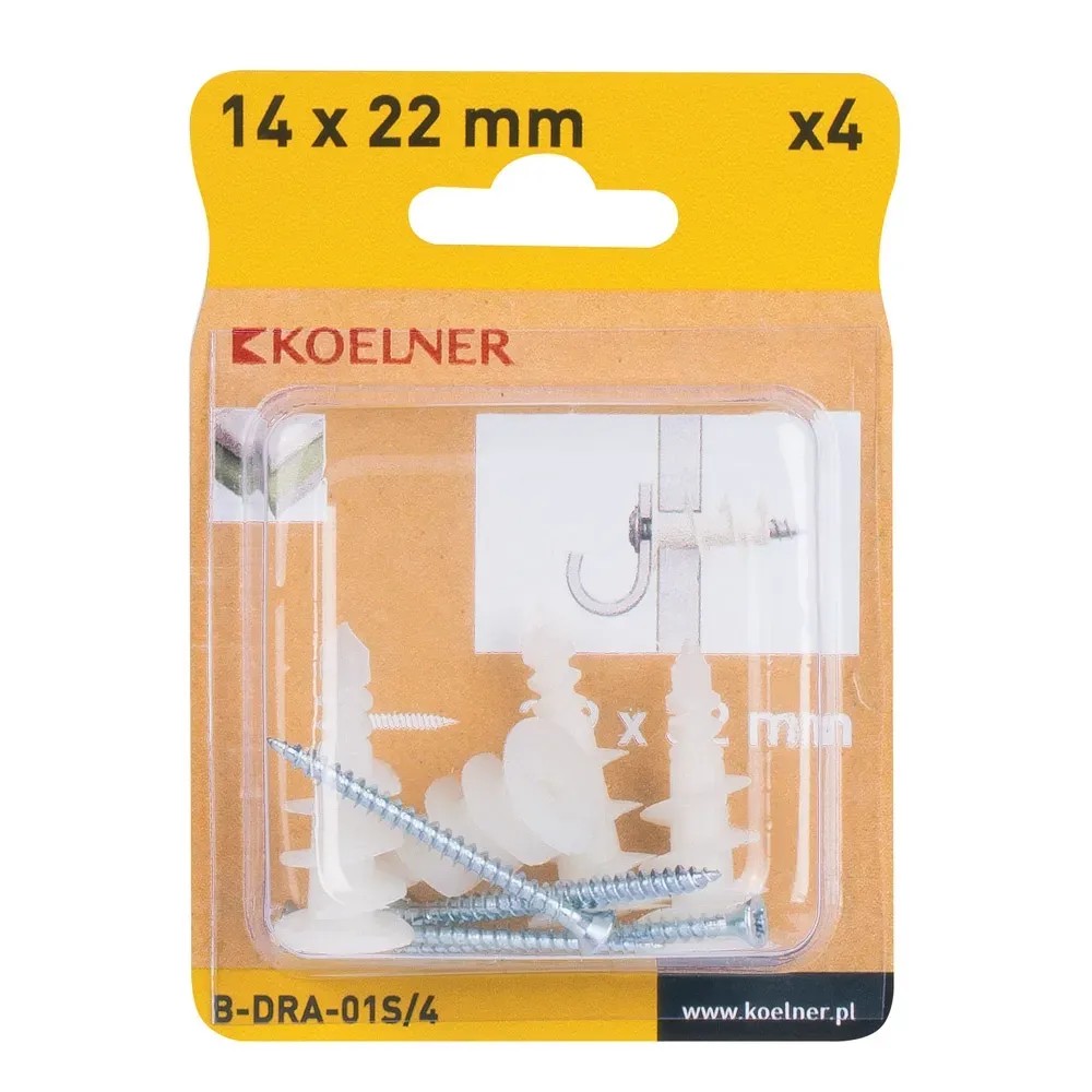 Koelner Kołek driva nyl. 14x22mm z wkrętem 4szt Koelner Kołek driva nyl. 14x22mm z wkrętem 4szt