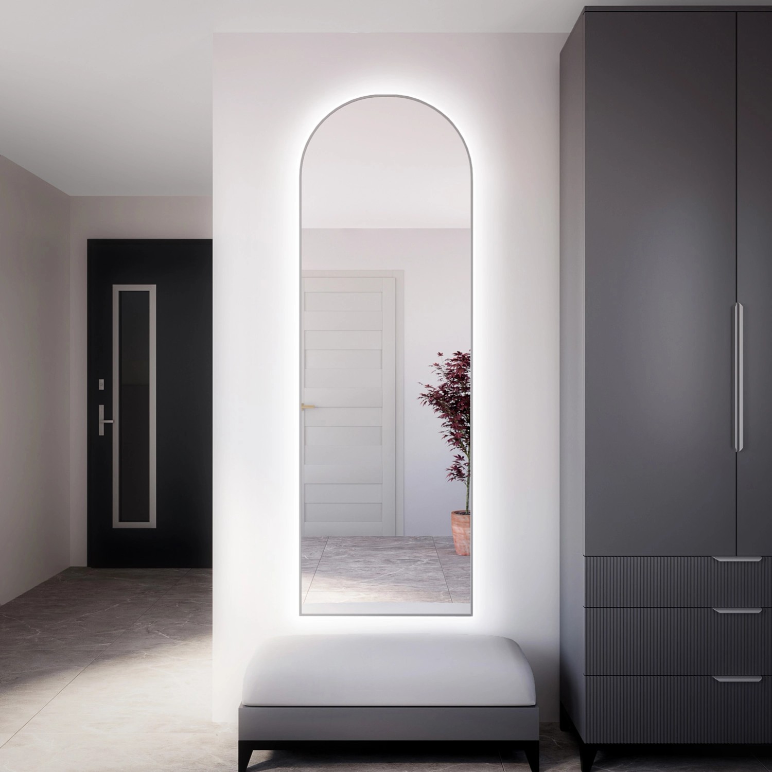 Lustro LED Pastille CutSrebrne Ciepłe 150x40 Lustro LED Pastille CutSrebrne Ciepłe 150x40