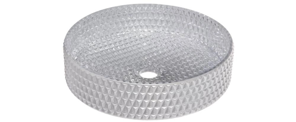 EVG Umywalka nablatowa okrągła szklana śr. 40 cm srebrna EVG Umywalka nablatowa okrągła szklana śr. 40 cm srebrna