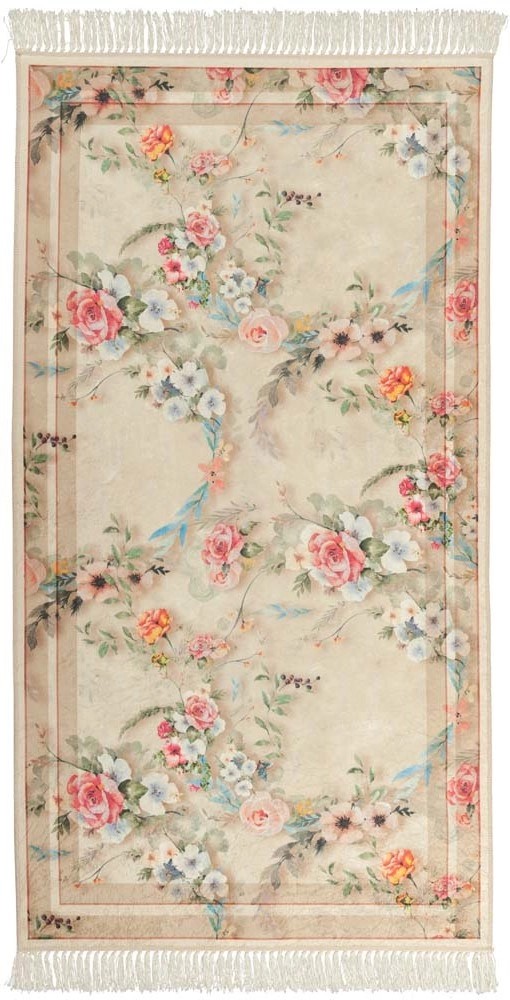 Dywan FLOWER PRINT beżowy 120 cm x 170 cm Dywan FLOWER PRINT beżowy 120 cm x 170 cm