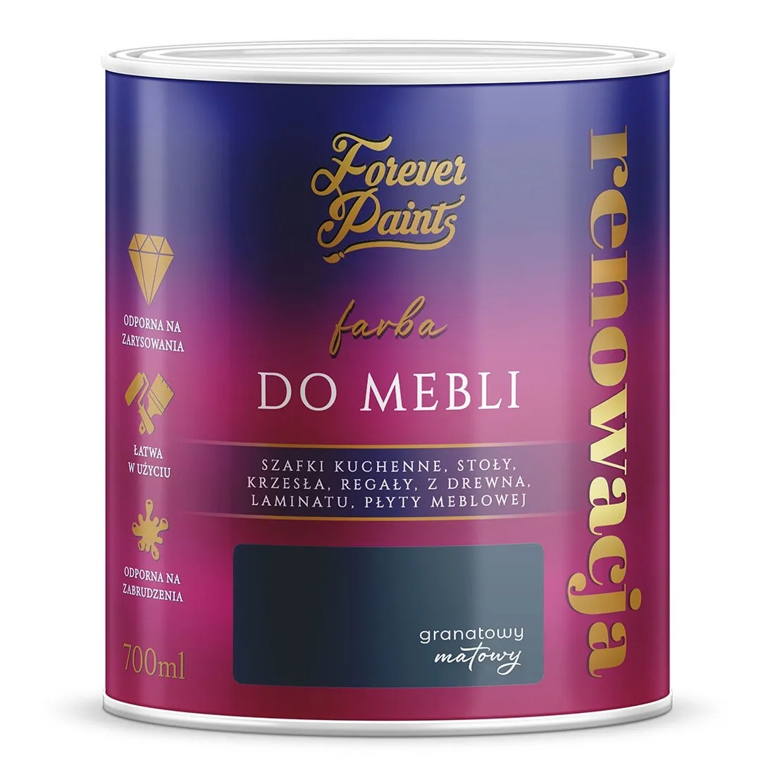 Farba Forever Paints do mebli granatowa 0,7L Farba Forever Paints do mebli granatowa 0,7L