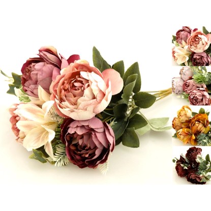 Bukiet Peonia/Lilia 7 kwiatów 44 cm mix kolorów Bukiet Peonia/Lilia 7 kwiatów 44 cm mix kolorów