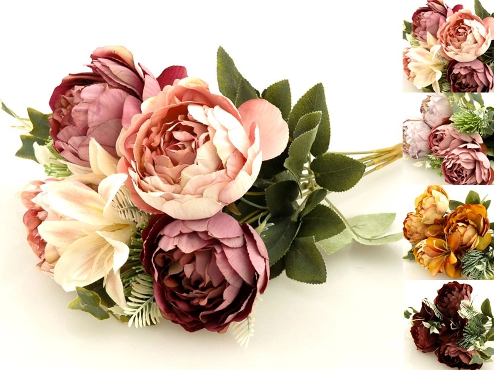 Bukiet Peonia/Lilia 7 kwiatów 44 cm mix kolorów Bukiet Peonia/Lilia 7 kwiatów 44 cm mix kolorów