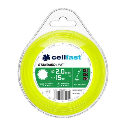 Cellfast Żyłka tnąca Standard - okrągła 2,0 mm x 15 m Cellfast Żyłka tnąca Standard - okrągła 2,0 mm x 15 m