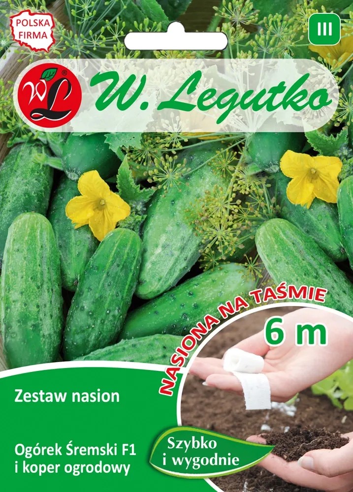 Zestaw nasion ogórek + koper na taśmie - 6 m Zestaw nasion ogórek + koper na taśmie - 6 m