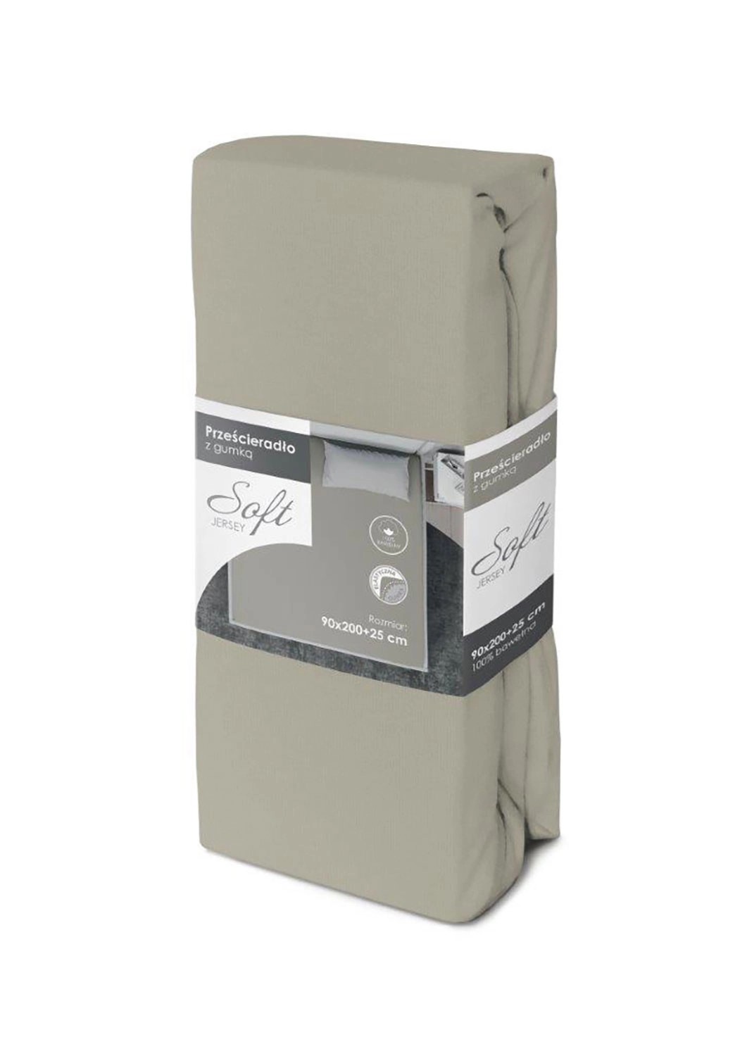 Prześcieradło bawełniane 90 x 200 cm + 25 cm JERSEY z gumką beż Prześcieradło bawełniane 90 x 200 cm + 25 cm JERSEY z gumką beż