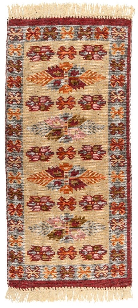 Multidecor Dywan Kilim bordo liście 80cm x 150cm Multidecor Dywan Kilim bordo liście 80cm x 150cm