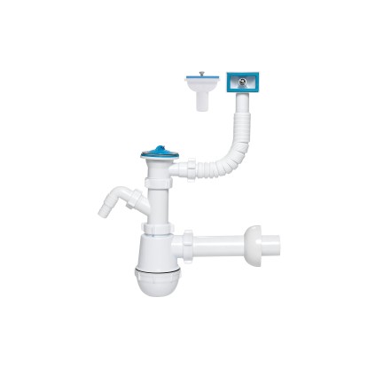 Tycner Syfon zlewozmywakowy butelkowy 70 mm z przelewem prostokątnym, 1 1/2 x 40 Tycner Syfon zlewozmywakowy butelkowy 70 mm z przelewem prostokątnym, 1 1/2 x 40