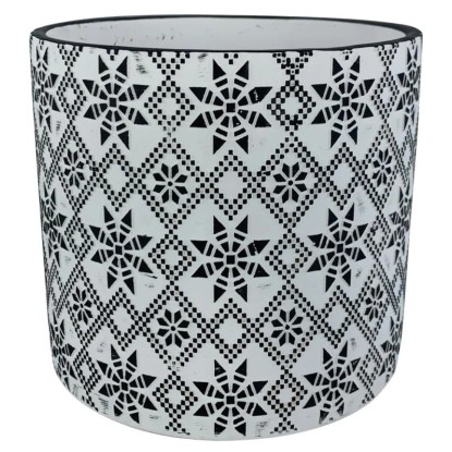 Osłonka India terakota biały/czar - śr. 13 cm Osłonka India terakota biały/czar - śr. 13 cm