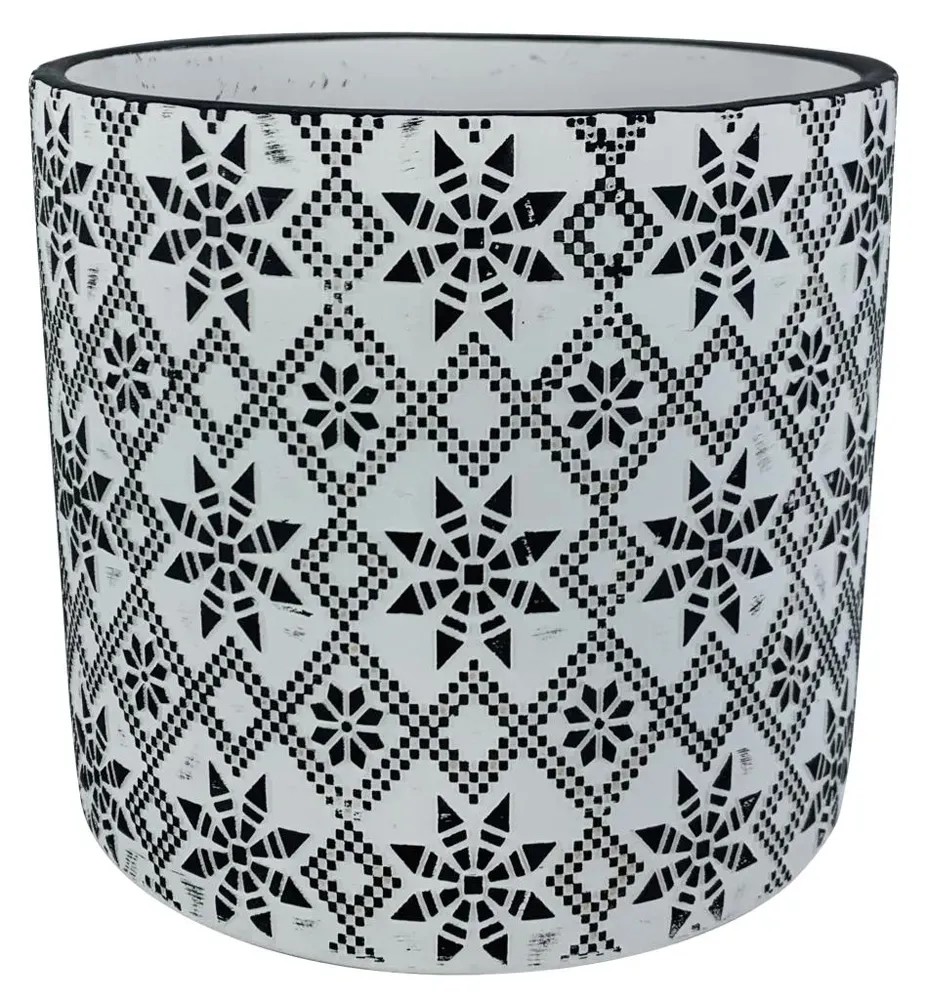 Osłonka India terakota biały/czar - śr. 13 cm Osłonka India terakota biały/czar - śr. 13 cm