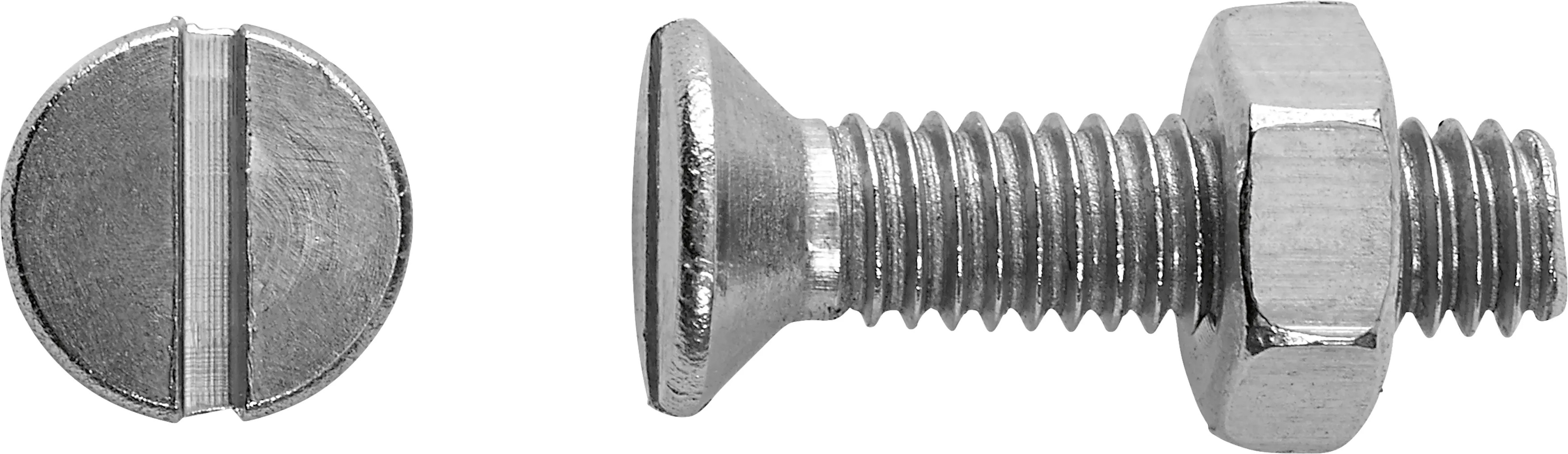 LUX-TOOLS Śruba + nakrętka z łbem stożkowym SL stal nierdzewna 5x25mm 8szt. LUX-TOOLS Śruba + nakrętka z łbem stożkowym SL stal nierdzewna 5x25mm 8szt.