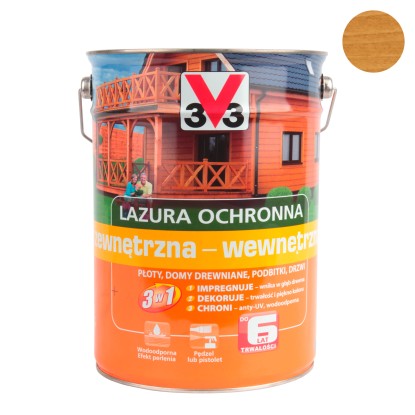 V33 Lazura ochronna zewnętrzna - wewnętrzna dąb jasny 5 l V33 Lazura ochronna zewnętrzna - wewnętrzna dąb jasny 5 l