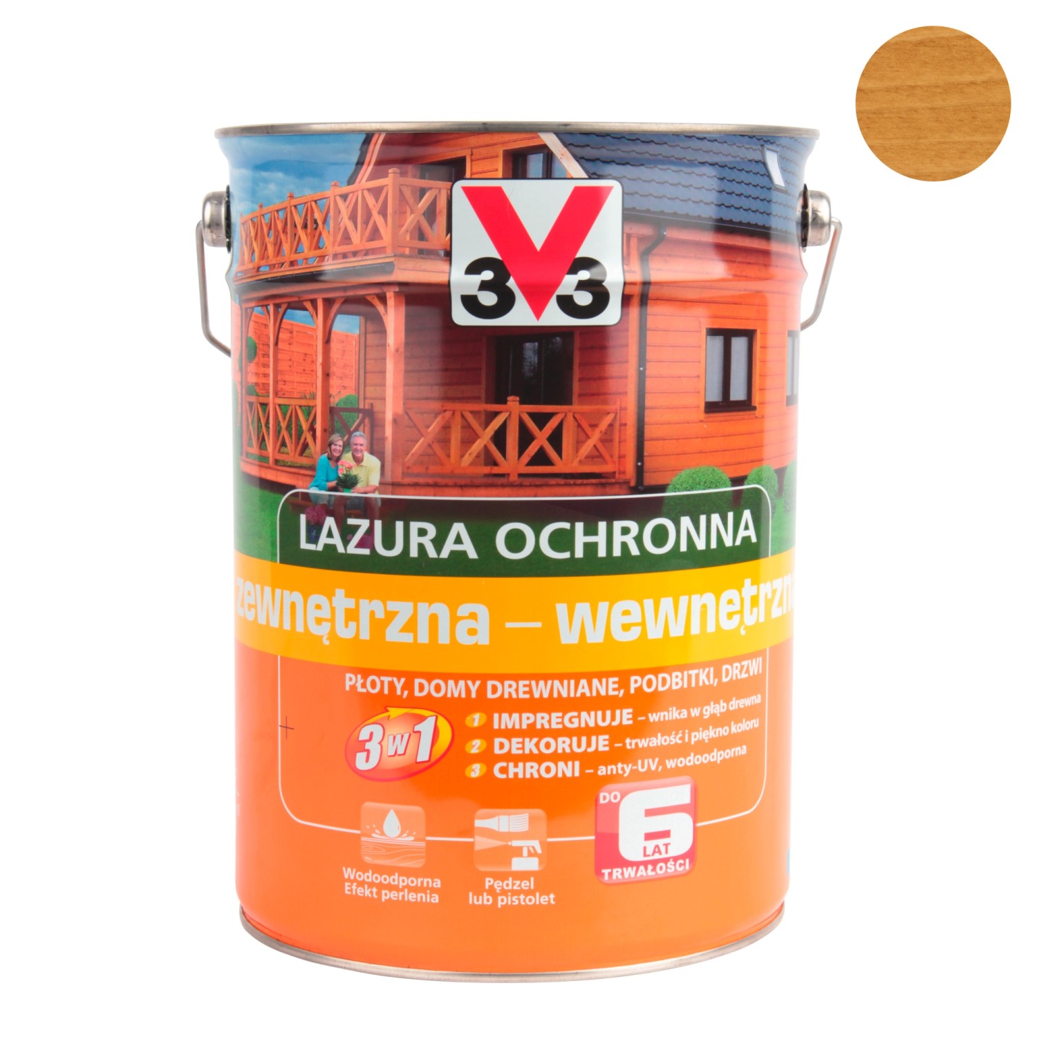 V33 Lazura ochronna zewnętrzna - wewnętrzna dąb jasny 5 l V33 Lazura ochronna zewnętrzna - wewnętrzna dąb jasny 5 l