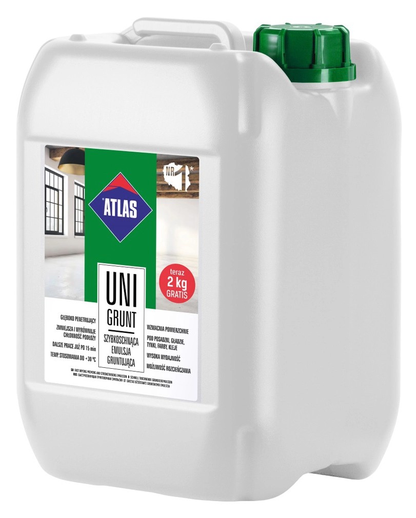 Atlas Szybkoschnąca emulsja gruntująca Unigrunt 12 kg Atlas Szybkoschnąca emulsja gruntująca Unigrunt 12 kg