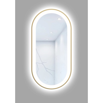 Lustro z LED Oval Line złota rama 100x50 Lustro z LED Oval Line złota rama 100x50