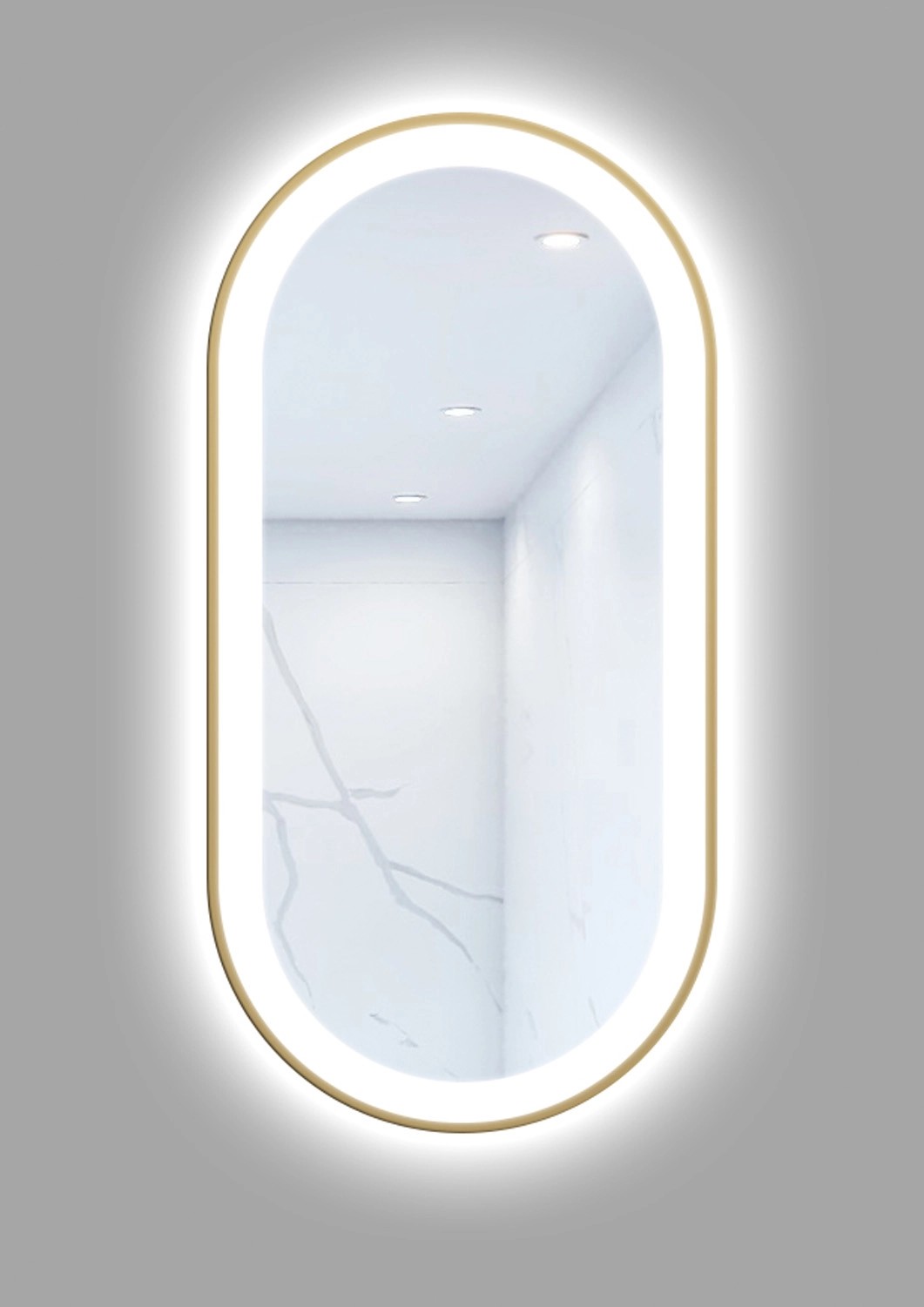 Lustro z LED Oval Line złota rama 100x50 Lustro z LED Oval Line złota rama 100x50