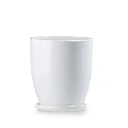 Doniczka z podstawką wysoka biały połysk - 13,5 cm Doniczka z podstawką wysoka biały połysk - 13,5 cm