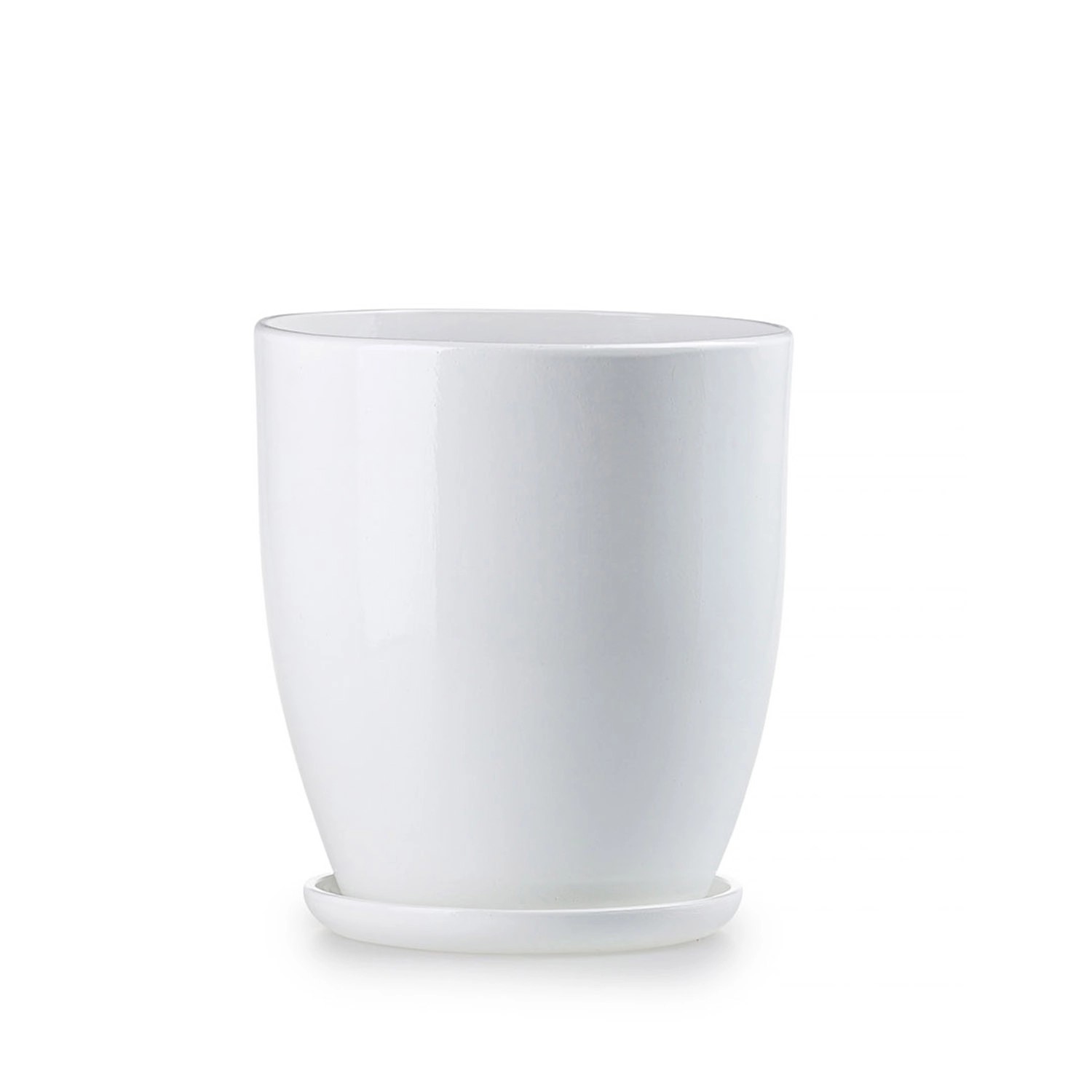 Doniczka z podstawką wysoka biały połysk - 13,5 cm Doniczka z podstawką wysoka biały połysk - 13,5 cm