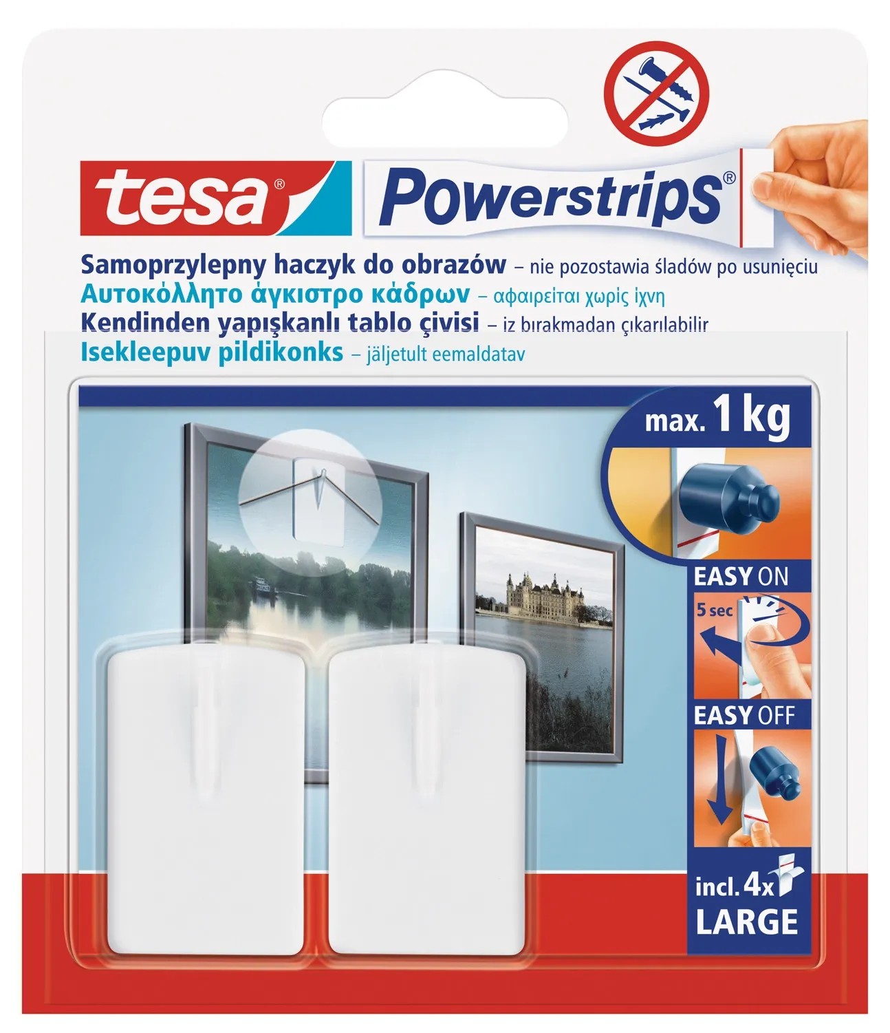 Tesa Haczyk pojedynczy Powerstrips do obrazów biały 2 sztuki Tesa Haczyk pojedynczy Powerstrips do obrazów biały 2 sztuki