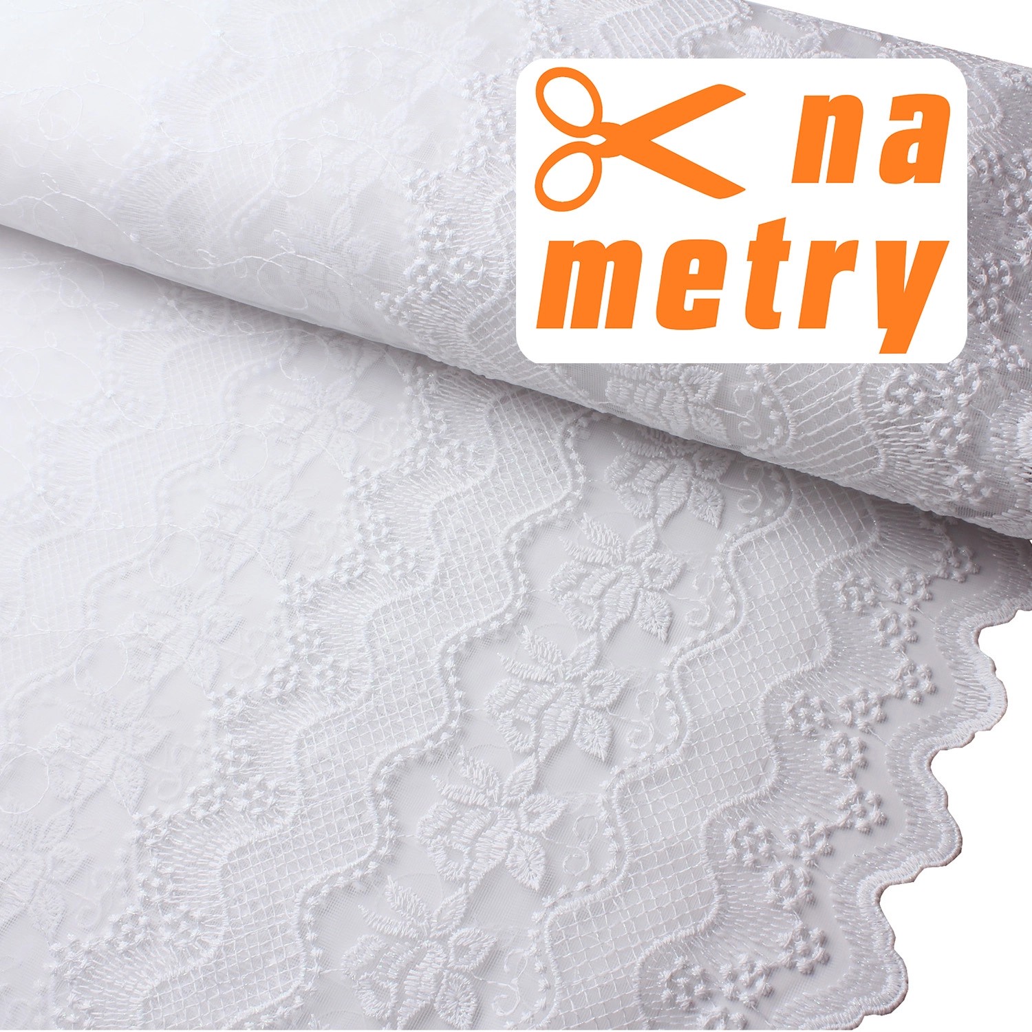 Woal haftowany Felipa biały 160 cm Woal haftowany Felipa biały 160 cm