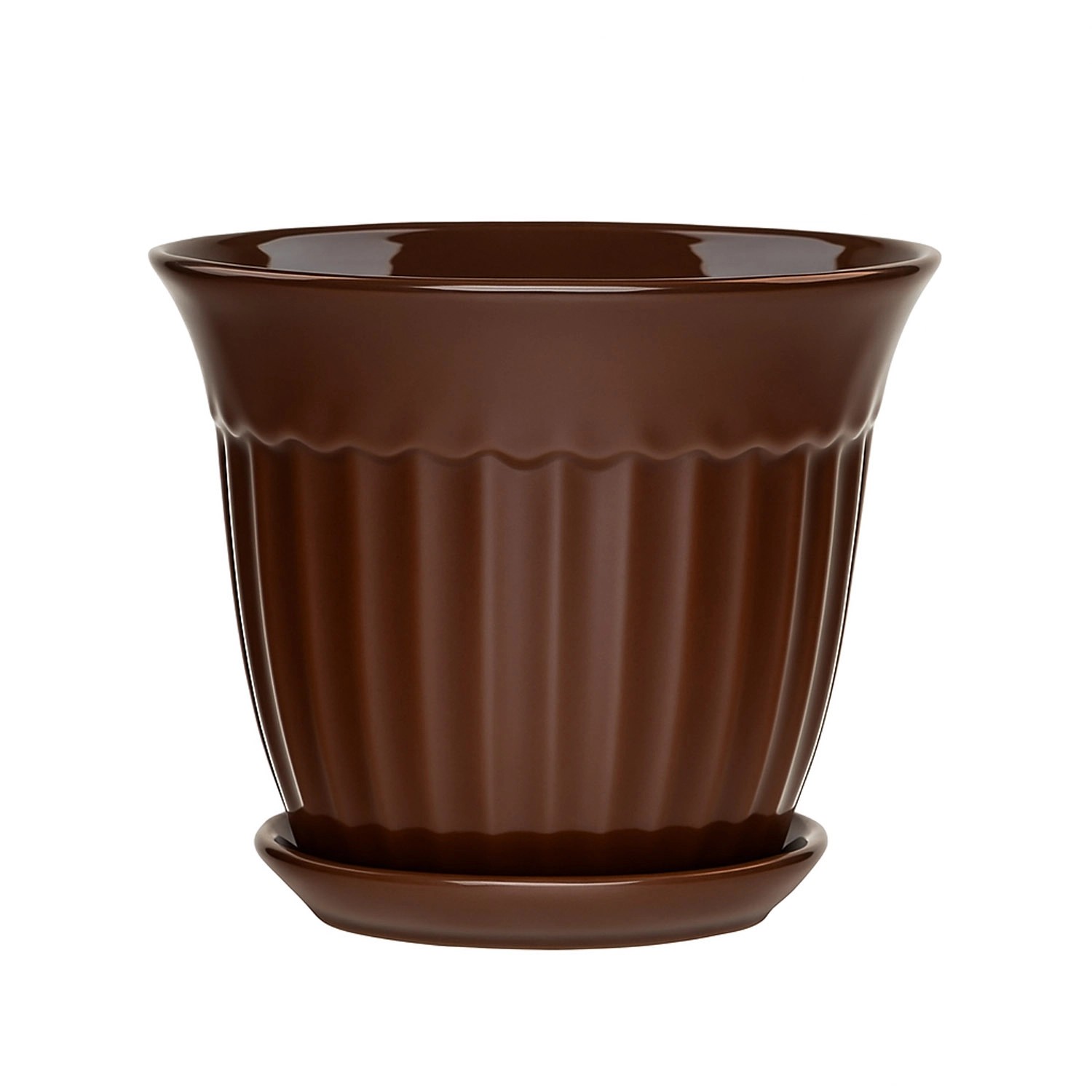 Doniczka z podstawką Xena brąz połysk - 12 cm Doniczka z podstawką Xena brąz połysk - 12 cm