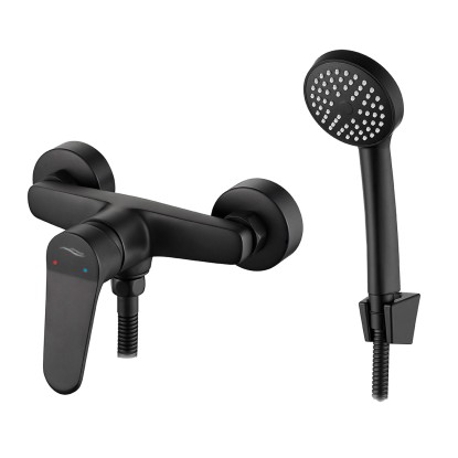 Kuchinox Bateria natryskowa ścienna z zestaw natryskowy Atez czarna Kuchinox Bateria natryskowa ścienna z zestaw natryskowy Atez czarna