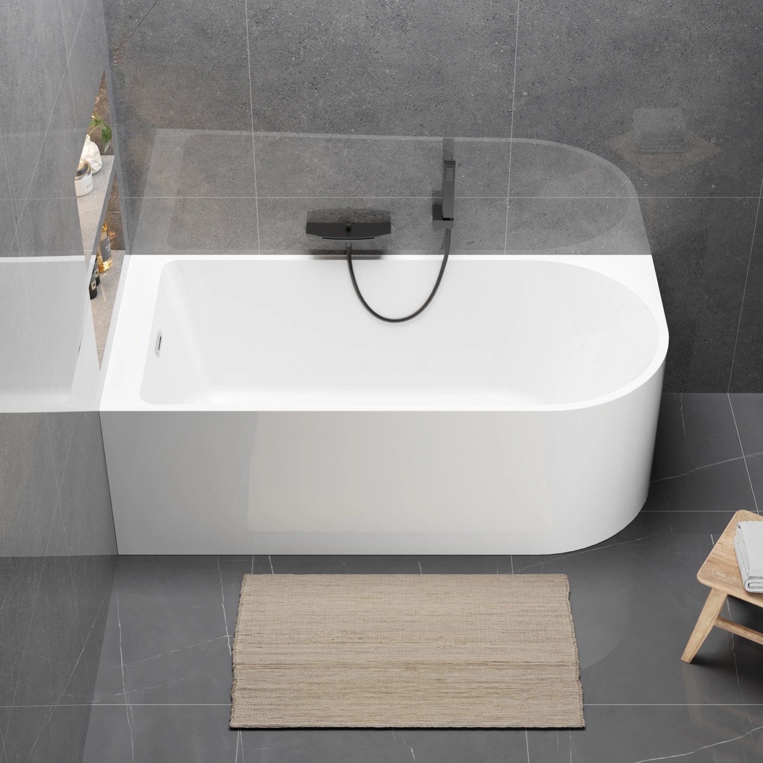 Wanna Pula Lewa 160 wolnostojąca przyścienna biała biały 160 x 75 Wanna Pula Lewa 160 wolnostojąca przyścienna biała biały 160 x 75