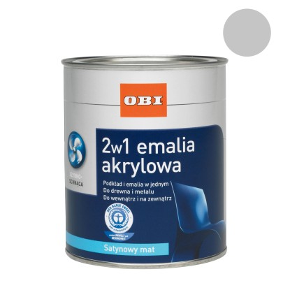 OBI Emalia akrylowa 2w1 satynowy mat jasny szary 500 ml OBI Emalia akrylowa 2w1 satynowy mat jasny szary 500 ml