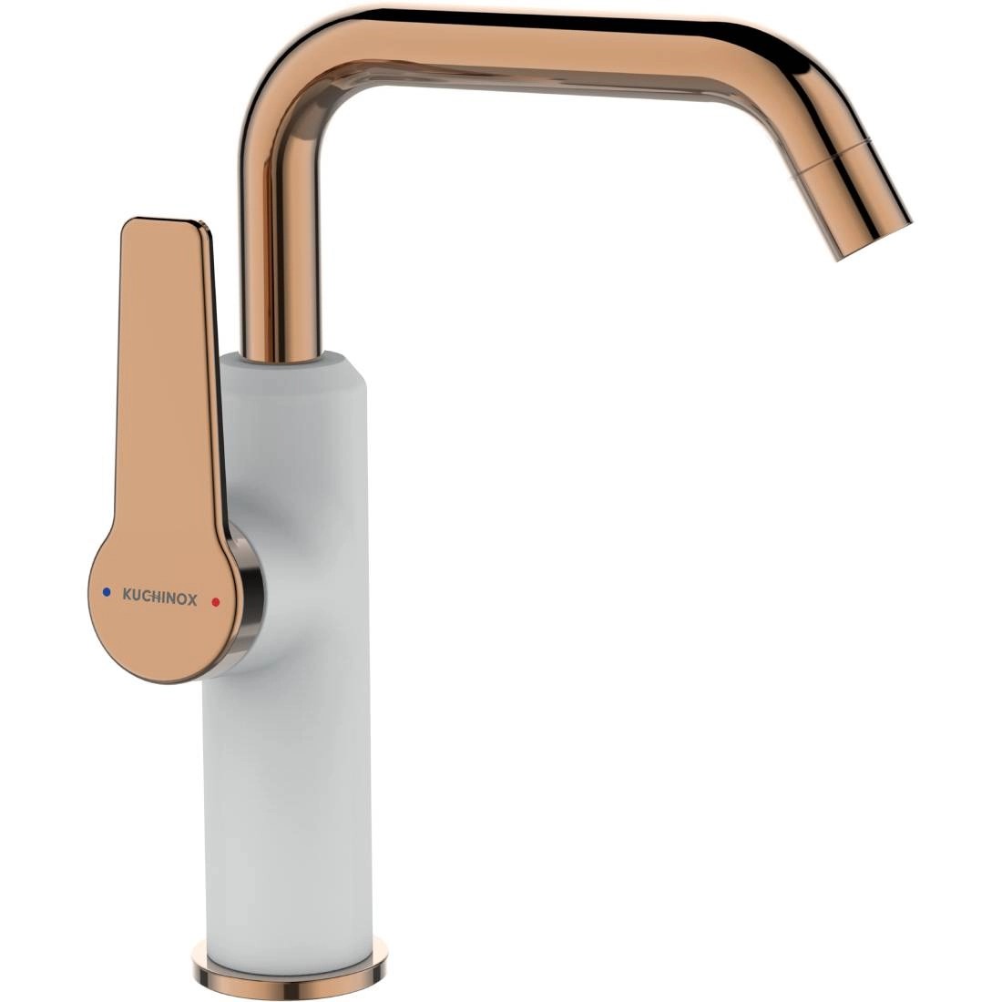 Kuchinox Bateria umywalkowa Alanis biało-złota z wylewką L Kuchinox Bateria umywalkowa Alanis biało-złota z wylewką L