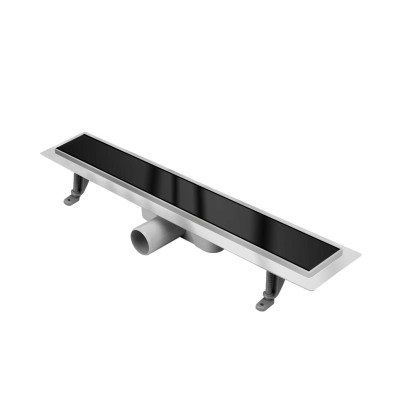 Vogi Odpływ liniowy z rusztem szklanym czarnym 70 cm Vogi Odpływ liniowy z rusztem szklanym czarnym 70 cm