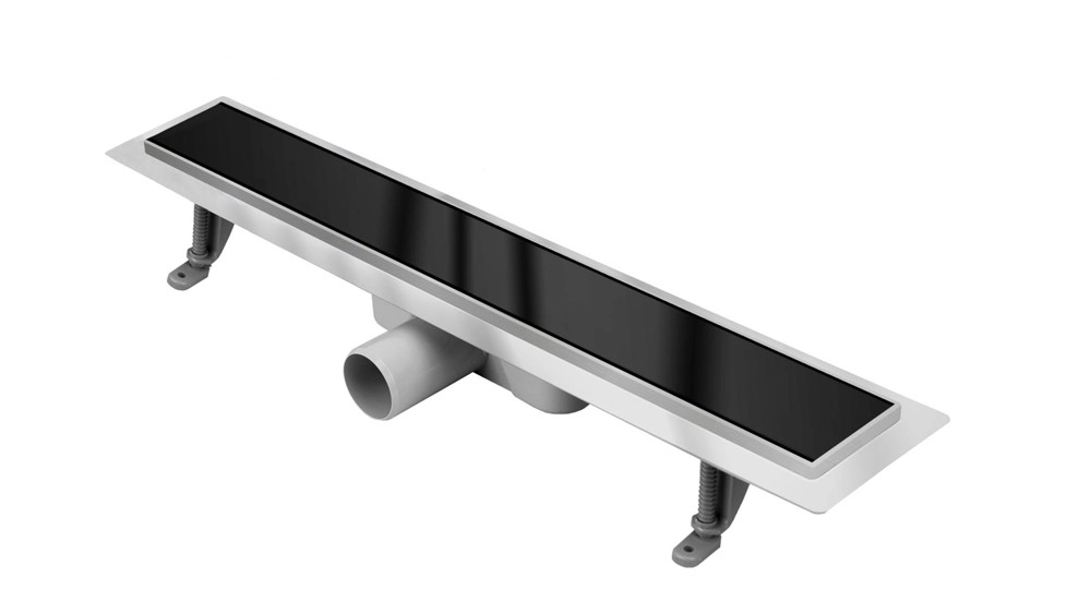 Vogi Odpływ liniowy z rusztem szklanym czarnym 70 cm Vogi Odpływ liniowy z rusztem szklanym czarnym 70 cm
