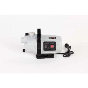 Szara pompa ogrodowa do oczek wodnych. Pompa do oczka wodnego z uchwytem i kablem zasilającym.