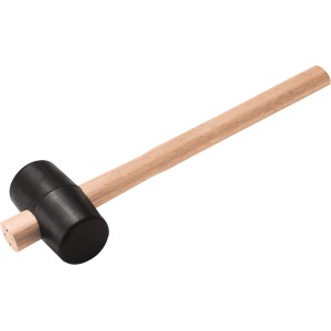 Młotek gumowy LUX Classic, 65 mm, z czarną gumową główką i trzonkiem z drewna jesionowego.