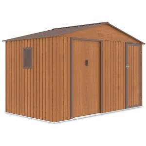 Domek ogrodowy metalowy Falcon Oak Brown - 340x194 cm, wys. 220 cm