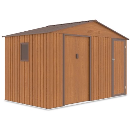 Domek ogrodowy metalowy Falcon Oak Brown - 340x194 cm, wys. 220 cm