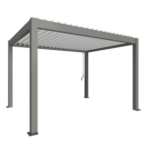 Biohort Pergola, 4x3 m, kwarcowy biały: Nowoczesne zadaszenie tarasu z regulowanymi lamelami dla optymalnej ochrony przed słońcem.