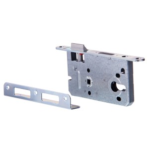 t.b.t. Metalowy zamek do drzwi z pasującą płytką zaczepową do drzwi wewnętrznych.