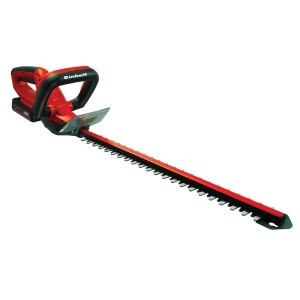 Akumulatorowe nożyce do żywopłotu t.b.t. w kolorze czerwono-czarnym. Bezprzewodowe ogrodnictwo z OBI.