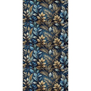 Płytka dekoracyjna ze wzorem niebiesko-złotych liści do dekoracji ścian.
