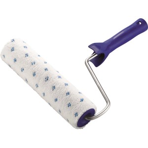 Wałek malarski z niebieską rączką i białym pokryciem w niebieskie kropki. Kategoria: Wałki malarskie.