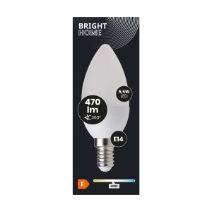 Żarówka LED E14, 5.5W, 470 lumenów, ciepła biel, do nastrojowego oświetlenia.
