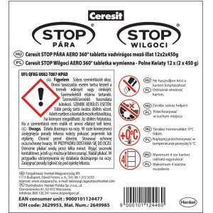 Ceresit STOP Wilgoci AERO 360° wkład Polne Kwiaty 12x(2x450g)